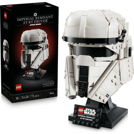 Casco da esposizione LEGO Star Wars 75458 Imperial Remnant AT-RT Driver 775 pezzi supporto nero bianco e grigio