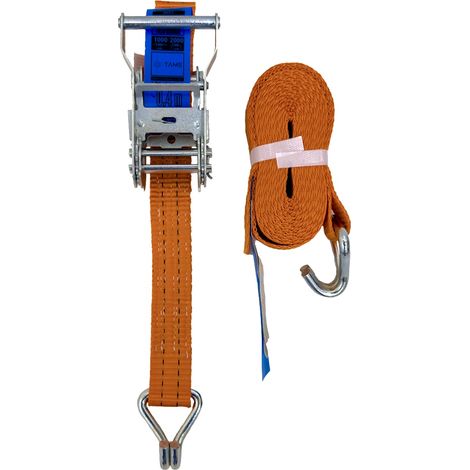 TAMS® Spanngurt, Zurrgurt mit Ratsche und Haken EN 12195-2, 2 Tonnen 6m