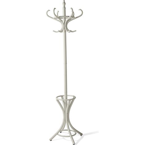 Portemanteau et porte-parapluie en bois laqué en blanc, VINTAGE