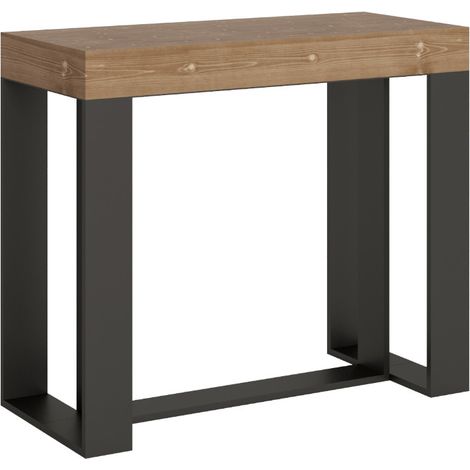 Console extensible pin massif et pieds métal anthracite 14 personnes 40 à 300cm Fonja (1/5)