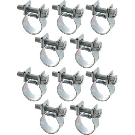 10x Collier de Serrage Mini à Visser Durite Essence Carburant Tuyau Auto Moto Scooter Tondeuse Mobylette Fixation, 6-8mm (1/4)