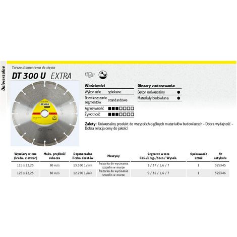 Lama diamantata per cubi di calcestruzzo, segmento da 125 mm (1/2)