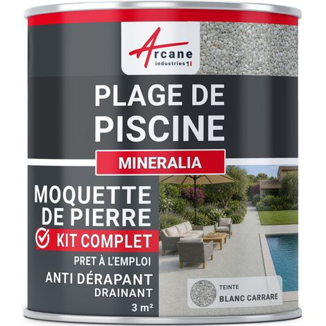 Kit moquette de pierre piscine - Antidérapant & drainant haute résistance - 3 m² Blanc Carrare - ARCANE INDUSTRIES (1/5)