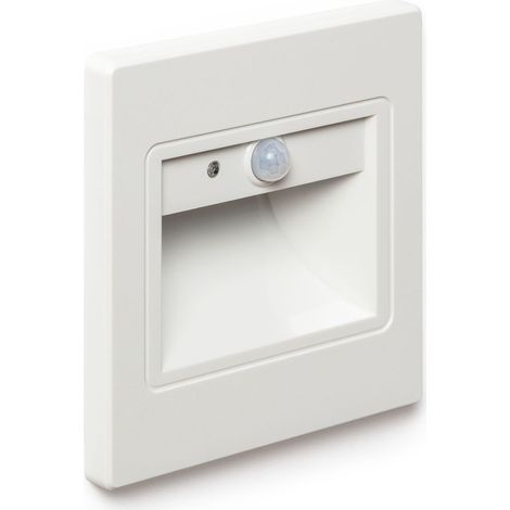 Ledkia – Balise murale LED 1.5W encastrable avec détecteur PIR – Lumière blanche 3000K – 165 lumens – Design moderne en ABS résistant