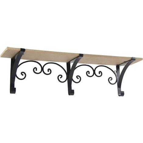 Mensola Parete Rettangolare Mensola Scaffale Metallo e Legno Design Rustico (1/4)