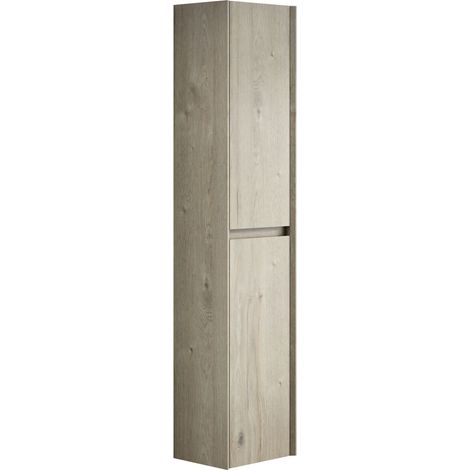 CAIziArmoire murale salle de bain 140 cm, meuble étroit 2 portes, chêne crème (1/5)