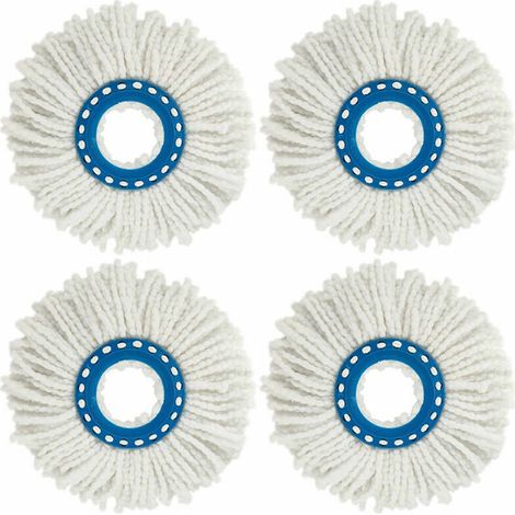 4Pcs Têtes Microfibre Balai, Tête de Vadrouille Rechange Rond Têtes Mop Rotation à 360 pour Nettoyage des Sols (Diamètre 16 cm) (1/2)