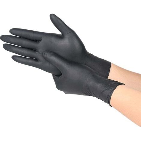 Gants en nitrile taille M, gants en nitrile noirs, 100 pièces/boîte, sans poudre, sans latex, gants noirs jetables (1/4)