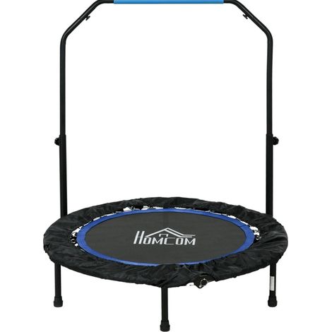 Trampoline de fitness pliable avec guidon réglable 4 niveaux, Ø102 cm, 100 kg, noir et bleu, pour intérieur et extérieur, compact pour petit espace  CHICFURN (1/5)