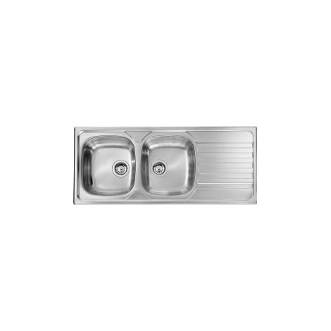 CM 010847-SCSSX Nihal Lavello ad incasso 2 vasche con gocciolatoio a destra Acciaio inox satinato (116x50 cm) colore Inox satinato (1/5)