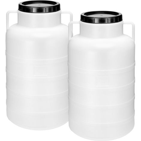 Garronda Set 2x 60 Liter Weithalsfass BPA-frei Futtertonne Fass Universalfass Lebensmittel Fass Regenfass für Garten Regentonne mit Deckel Regenwassertonne für Garten Wassertonne GD-0128, Weiß