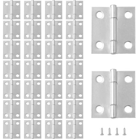 Charnière Inox Paumelle Connecteurs Charniere Porte à 4 Trous pour La Maison Meubles Matériel Armoire Garde Tiroir,Argent (1/5)