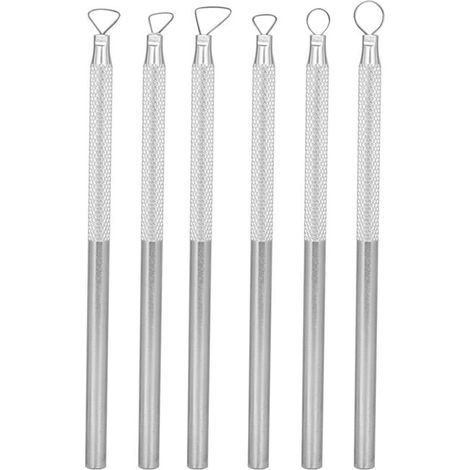 6 Pièces Accessoires de Sculpture en Alliage D'aluminium Gravure Sculpture Grattoir Argile Poterie Ensemble D'outils avec Poignée, pour Boue, Grattage D'argile, Gaufrage, (1/4)