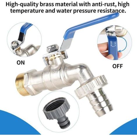 Robinet Cuve 1000L en Laiton, Adaptateur Reservoir IBC (S60×6 Filetage Grossier), 3/4" Raccord, Kit Récupérateur Eau de Pluie, (1/4)