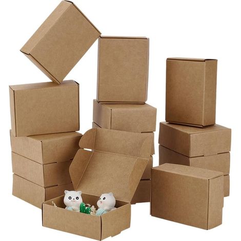 Pack of 20 Brown Small Cardboard Gift Boxes Mini Paper Boxes Candy Boxes Rectangular Kraft Paper Box for Party Wedding Jewellery Packaging 8.5 x 6 x 3 cm (1/5)