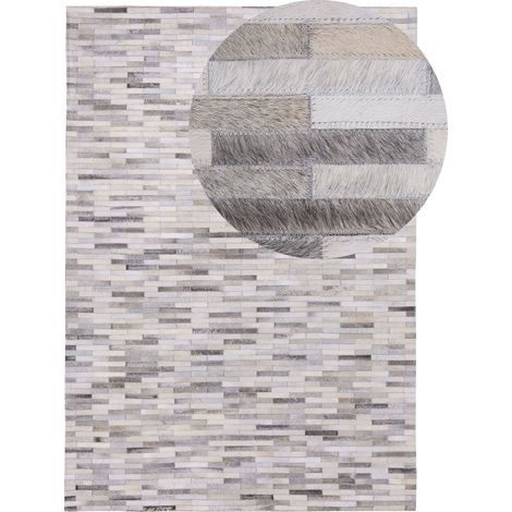 Teppich AHILLI Grau 160 x 230 cm Echtleder