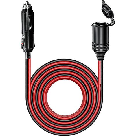 Rallonge étanche de 4 m pour prise allume-cigare de voiture avec fusible 15 A, câble adaptateur allume-cigare 12 V/24 V, calibre 17 AWG (1/5)