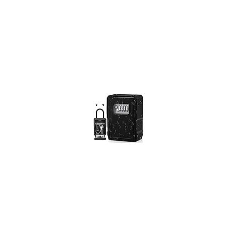 Secure Outdoor Waterproof Key Box with Hook, Large Key Box for Keys, Cards, Home, Schools, Offices, Garages, Black (1/5)