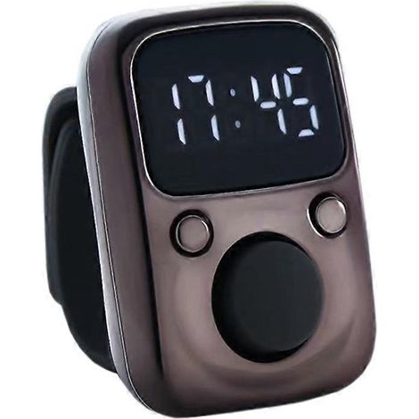 Compteur électronique LED rechargeable avec chronomètre, 5 chiffres, ajustable, à bague, marron (1/5)