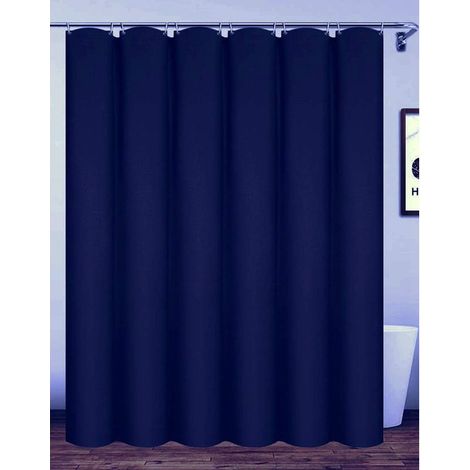 Rideau de douche imperméable extra long en polyester avec crochets Bleu marine 180 x 180 cm (1/5)