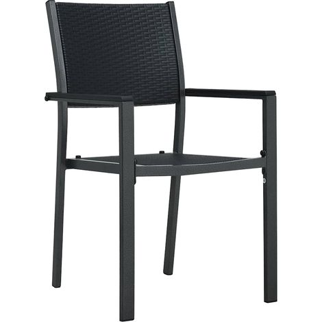 Maison Exclusive - Gartenstühle 4 Stk. Schwarz Kunststoff Rattan- (1/5)