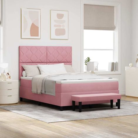 Letto a molle con testiera Rosa 200 x 160 cm Velluto vidaXL (1/5)