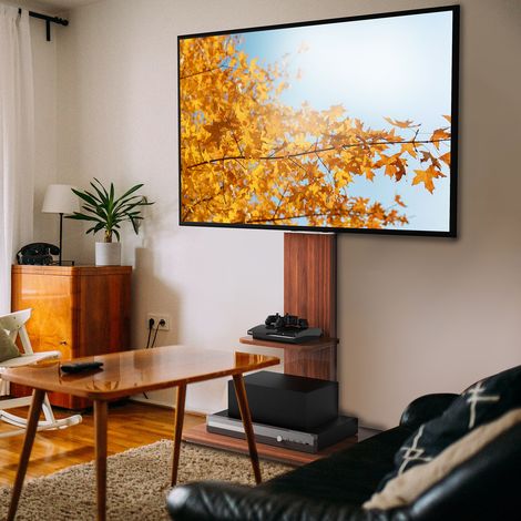 Luxury Wood Floor TV Stand Cantilever TV Mount Bracket For 32-65 inch TV Home Office