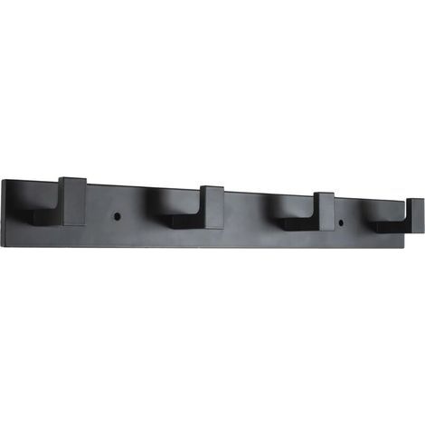 Porte-manteau mural 4 crochets en acier inoxydable – Fixation murale – Design minimaliste noir – Charge maximale 10kg – Pour salle de bain et couloir (1/5)