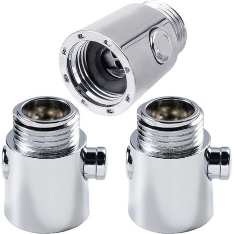 Robinet de douche économiseur d'eau 3 pièces - Robinet d'arrêt pour pommeau de douche - G1/2 universel - Argent - Accessoires de salle de bain - Pour bras et flexible de douche ou pulvérisateur de bid (1/4)