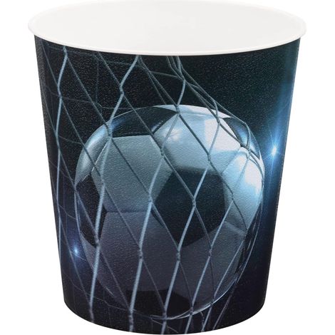 Corbeille à papier enfants, avec motif football, en PP, capacité 9 litres, poubelle pour chambre d'enfant, 1 pièce (1/5)