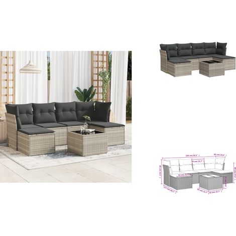 Salon de jardin avec coussins 7 pcs gris clair résine tressée - Ensemble De Canapés De Jardin - Ensembles De Canapés De Jardin - Ensemble De Canapés D'extérieur - Ensemble De Canapés De Patio (1/3)