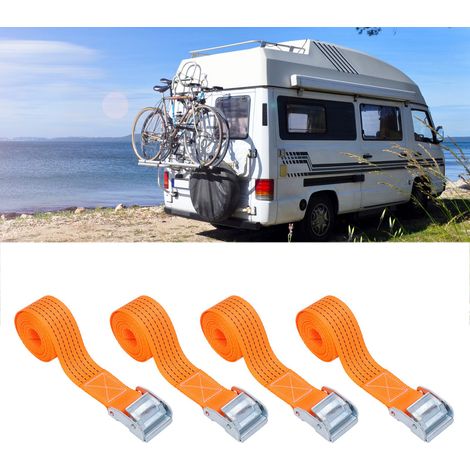 Quatre sangles de tension à pression de 50 mm (2 pouces) et de 3 mètres (3 mètres) pour motos, chargements, camions, remorques et bagages, noires (1/5)