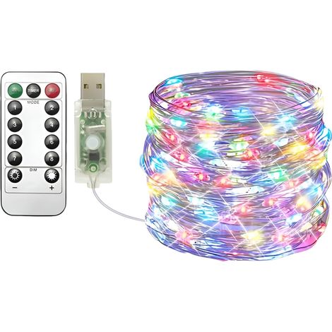 Guirlande lumineuse USB 20 m 200 LED - 8 modes, télécommande, minuterie, intensité variable - Décoration intérieure et extérieure pour Noël et chambre (1/5)