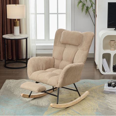 Sillón balancín marrón con respaldo alto y cojín suave OKMYHOME (1/5)