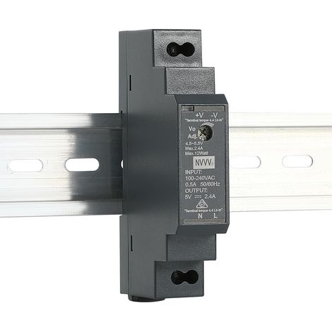 Bloc d'alimentation 12 W 5 V 2,4 A HDR-15-5 - Transformateur DIN-Rail - Noir (1/5)