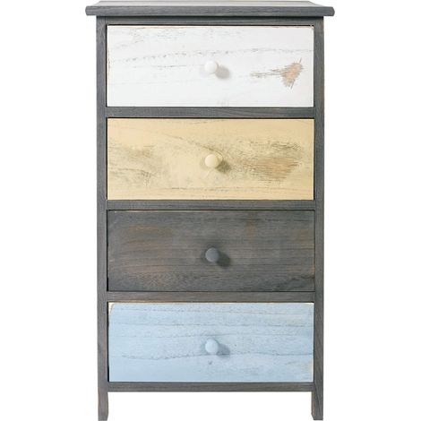 Rebecca Mobili Cassettiera Armadietto 4 Cassetti Legno Grigio Beige 72x40x29