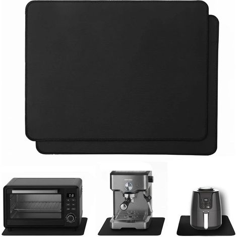 Lot de 2 tapis à café absorbants 35 x 30 cm, tapis d'égouttement en caoutchouc antidérapant, pour friteuse à air, machine à café, micro-ondes (noir) (1/5)