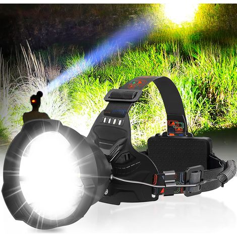 Lampe frontale LED rechargeable USB, lampe frontale à piles pour adultes avec 3 modes, piles incluses, étanche IPX5 pour camping, chasse, course, pêche, vélo (1/5)