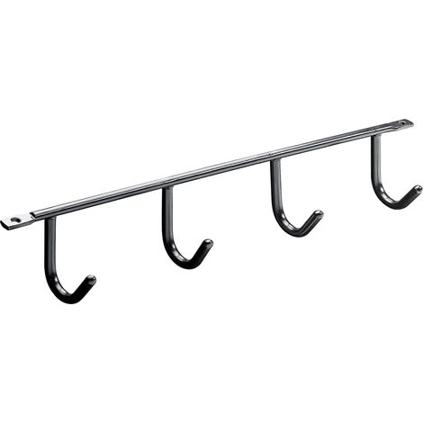 Hettich Garderobenleiste für Unterbaumontage 4 Haken Stahl 27,5 x 5,2 x 3,5 cm schwarz Garderobenhaken