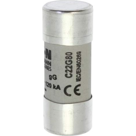 EATON C22G80 INSERT DE SÉCURITÉ, BASSE TENSION, 80 A, AC 500 V, 22 X 58 MM, GL/GG, IEC
