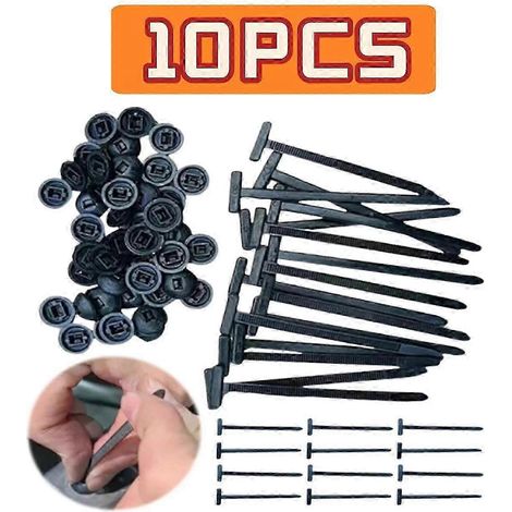 (10 pièces) Attaches de câble universelles en nylon, robustes et autobloquantes, avec goupille et bouton, outil multifonctionnel pour les réparations quotidiennes de voiture (1/5)