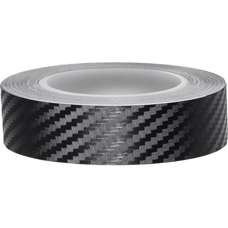 Film Carbone Voiture, 12mm x 10M Carbone Adhésif, PVC Bande Autocollante Voiture, Autocollant Carbone pour Voiture, Moto, Bateau et Modélisme (Carbone Noir) (1/5)