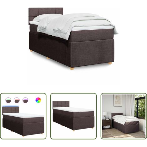vidaXL Surmatelas -  Sommier à lattes de lit avec matelas Marron foncé 90x200 cm (1/5)