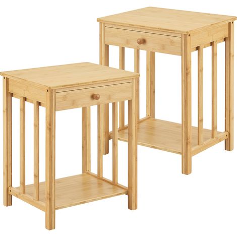 Juego de 2 mesas auxiliares de bambú 51 x 40 x 35 cm natural 030009711 (1/5)