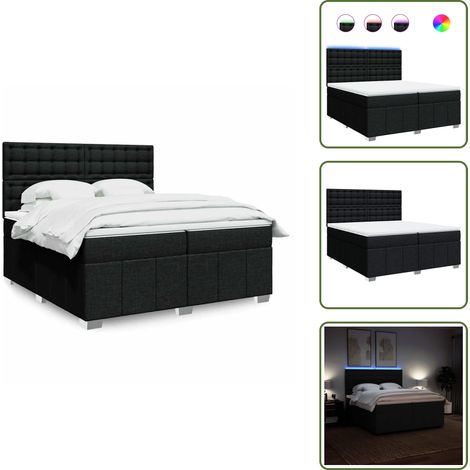 Sommier à lattes de lit avec matelas Noir 200x200 cm Tissu - Sommier À Lattes De Lit - Sommiers À Lattes De Lit - Lit - Meuble De Chambre À Coucher (1/5)