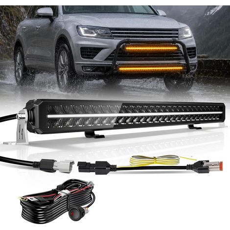 Barre Rampe LED DRL 32" 160W 32000LM Projecteur Longue Portée Homologation ECE 12/24V Rampe LED 4x4 pour Les Véhicules de Tracteurs Agricoles,4x4 quads,Poids Lourd, avec Kit De Câbles (1/5)