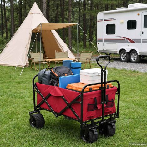 Carrello Pieghevole Rosso 89 x 63 x 96 cm vidaXL (1/5)