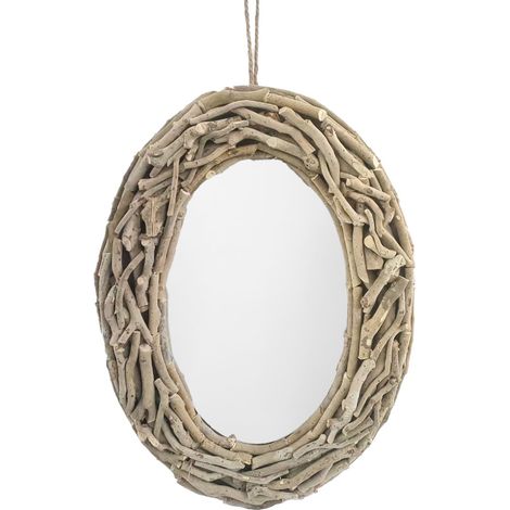 Specchio decorativo da parete in legno naturale, dal design elegante e funzionale, ideale per soggiorni e camere da letto