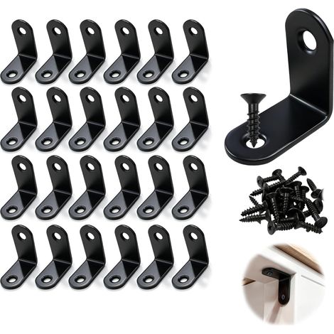 24 Pièces Equerre Métal 50x50x16mm, Équerre L en Inox à 90 Degrés avec Vis (24pcs 30x30mm) (1/5)