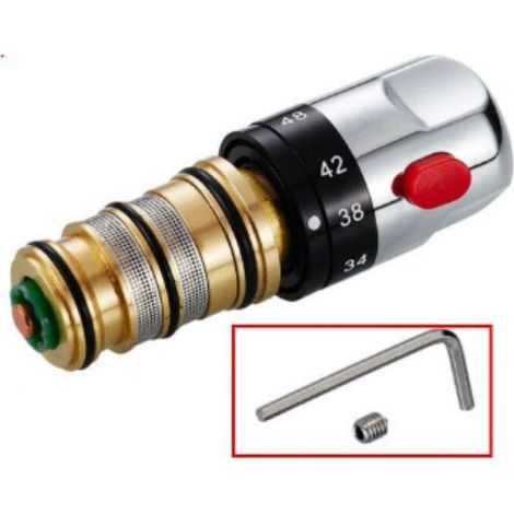 Robinet thermostatique pour barre de douche – laiton massif chromé – disque céramique – sécurité 38 °C (1/5)